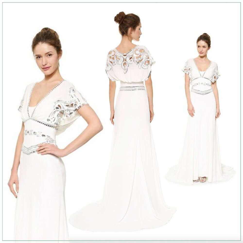 $6900 Temperley London Jean Crystal Embellished Art Deco Runway Bridal Gown - Picture 5 of 16